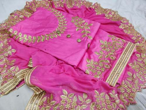 Jam silk salwar Suit With shiffon cutwork Dupatta 