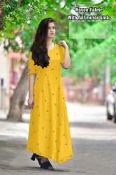 Long Rayon Gown with Embroidered mirror(Foil)