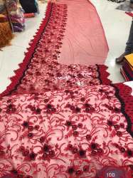 Net saree With Embroidary Work With Diamond 