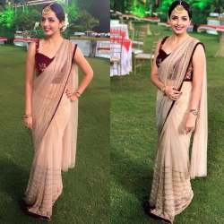 Net Saree with Sequence and Embroidery Work