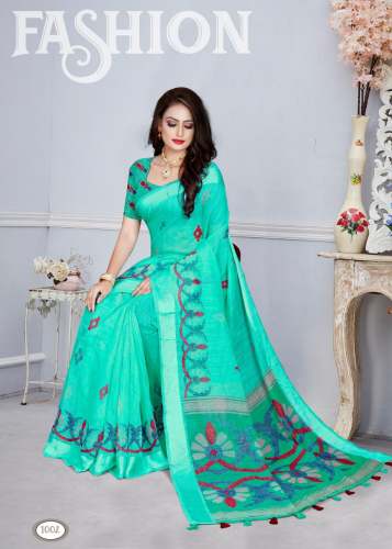 Pure Jute Linen Cotton Printed Saree