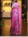 Pure Linen sartin patta Saree thumb 3
