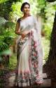 Pure Linen sartin patta Saree thumb 5