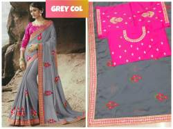 Rangoli silk saree with EMBROIDERED WORK LACE  