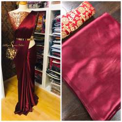 Sattin Saree With Banarasi Silk Blouse