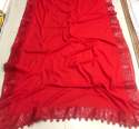 Stunning red Georgette saree with sequence lace thumb 1