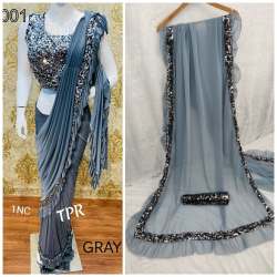 Superhit  Ruffel Saree WITH Sequence Work Blouse