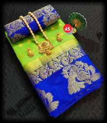 Tussar silk Saree with Peacock designs 