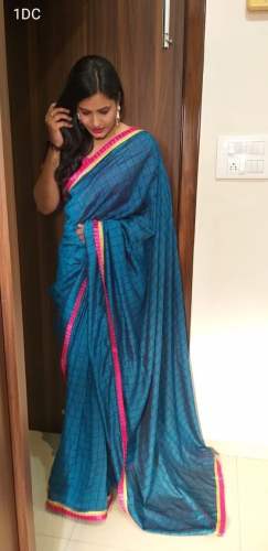 Vichitra Silk With Frill lace border