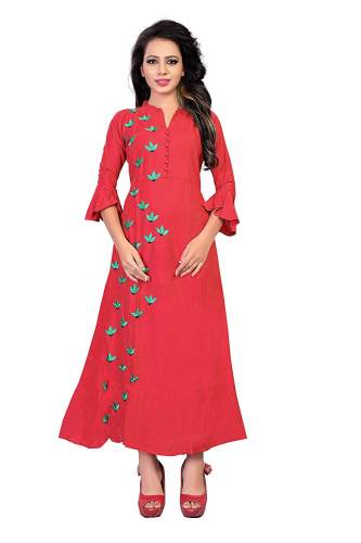 Embroider Long Party wear rayon kurtI