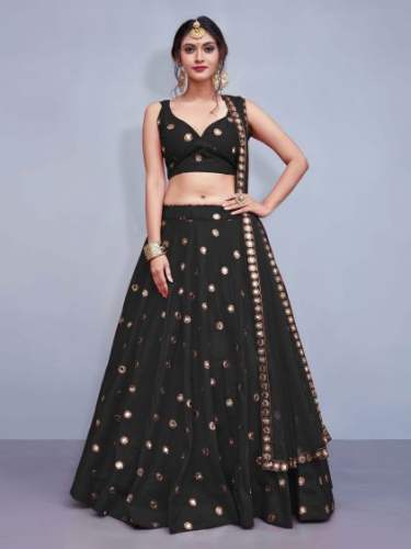 Taffeta Silk Lehenga Choli With Mirror Work