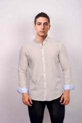 Beige Checkered Cotton Shirt