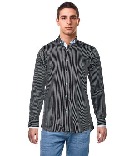 Black and White Striped Mens shirt