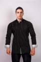 Black Striped Double Club Collar Shirt