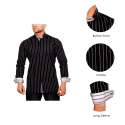 Black Striped Double Club Collar Shirt thumb 1