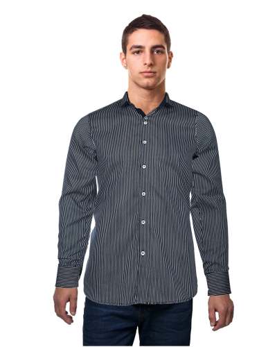Navy Striped Formal Mens Shirt
