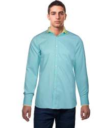 Pastel Blue Inverted Collar Mens Shirt