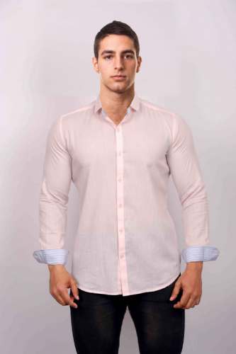 Pastel Pink with Blue Striped Details