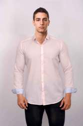 Pastel Pink with Blue Striped Details