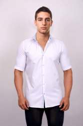White Cotton Shirt with Checkered