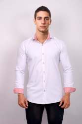 White Shirt with Red Striped Details
