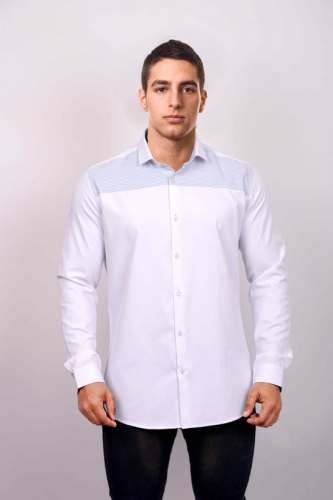 White Shirt with Striped Front