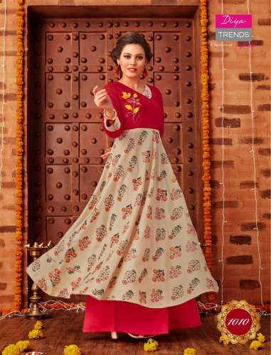 DIYA TRENDS KAJAL STYLE FANCY PRINTED RAYON KURT