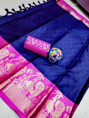  cotton silk with peacock designed border saree