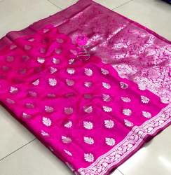 Soft banarsari Silk Saree With Silver zari 