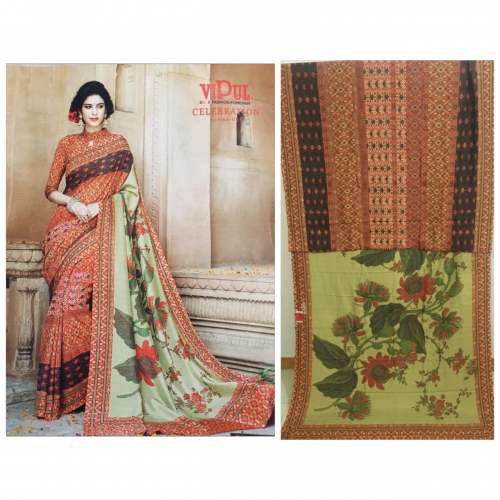 soft cotton with digital printed saree