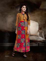 Designers Long Gher Printed Rayon Kurtis