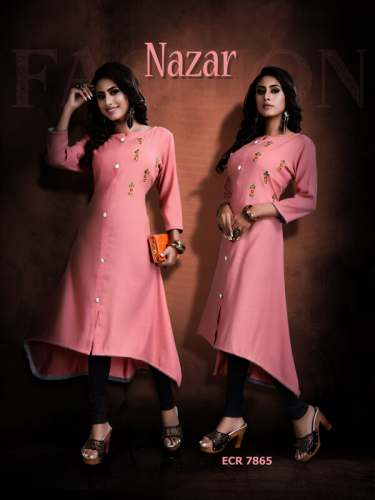 Trail Cut Embroidery Cotton Kurtis  by Kodas Group