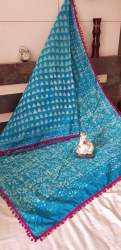 Cotton mulmul block printed saree