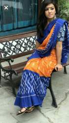Desiger Block print saree- Orange