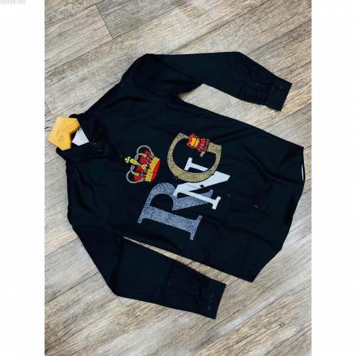Men Black Cotton Shirt by Om Sai Garment