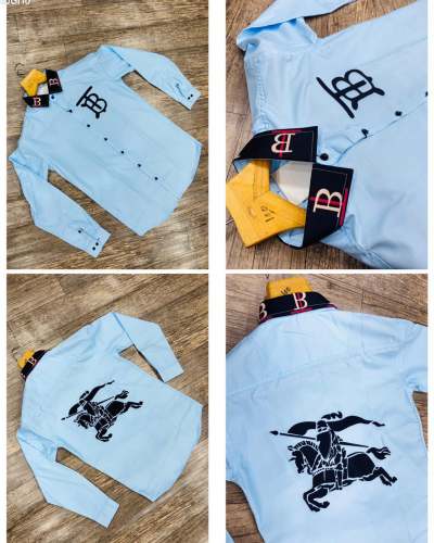 Sky Blue Men Shirt by Om Sai Garment