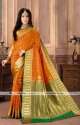 Party Wear Silk Orange Saree -Devsena