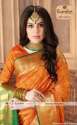 Party Wear Silk Orange Saree -Devsena thumb 1