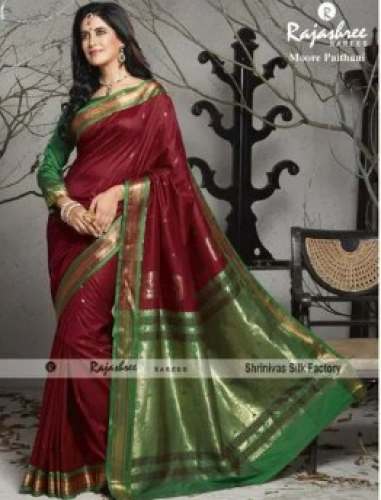 Wedding Wear Maroon Paithani Saree  by Rajeshree Sarees