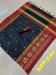 Cotton Silk Sarees With Embroidery Work