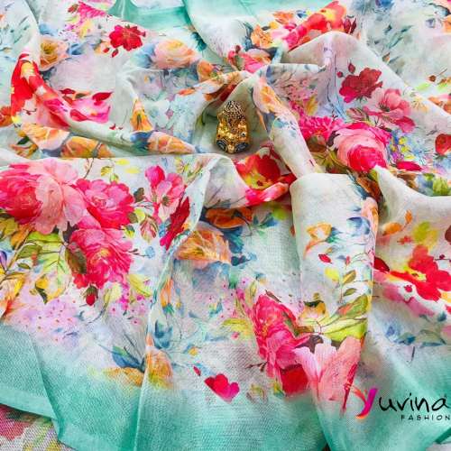 Linen Digital Printed Sarees