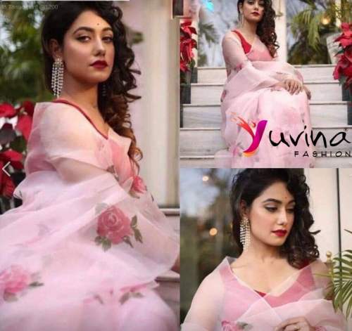 Stylish Lady Beautiful Organza Sarees
