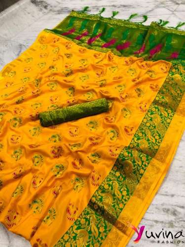 Women Peacock Design Cotton Sarees