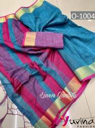 Women Trendy Linen Cotton Sarees