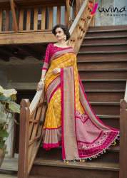 Yuvina Global Checks Jute linen Sarees