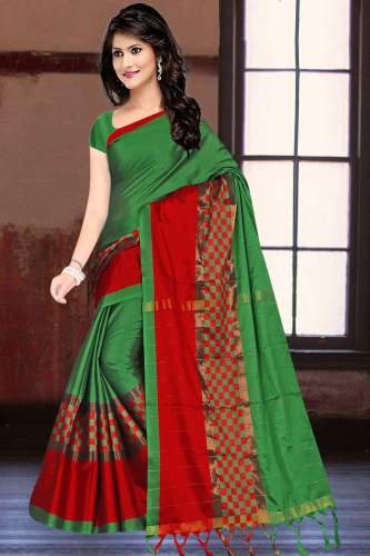 Green Red Party Wear Silk Saree For Women
