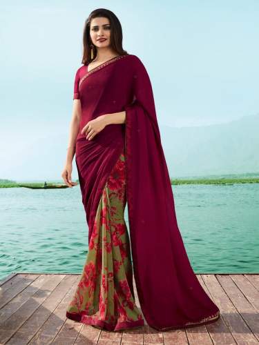 Maroon Colour Party Wear Georgette Saree For Women