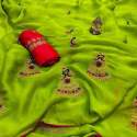 Moss chiffon Saree With Piping Border thumb 4