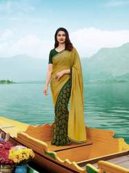 Mustard Green Party Wear Georgette Saree For Women