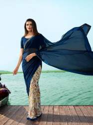 Navy Blue party Wear Gorgette Saree For Women